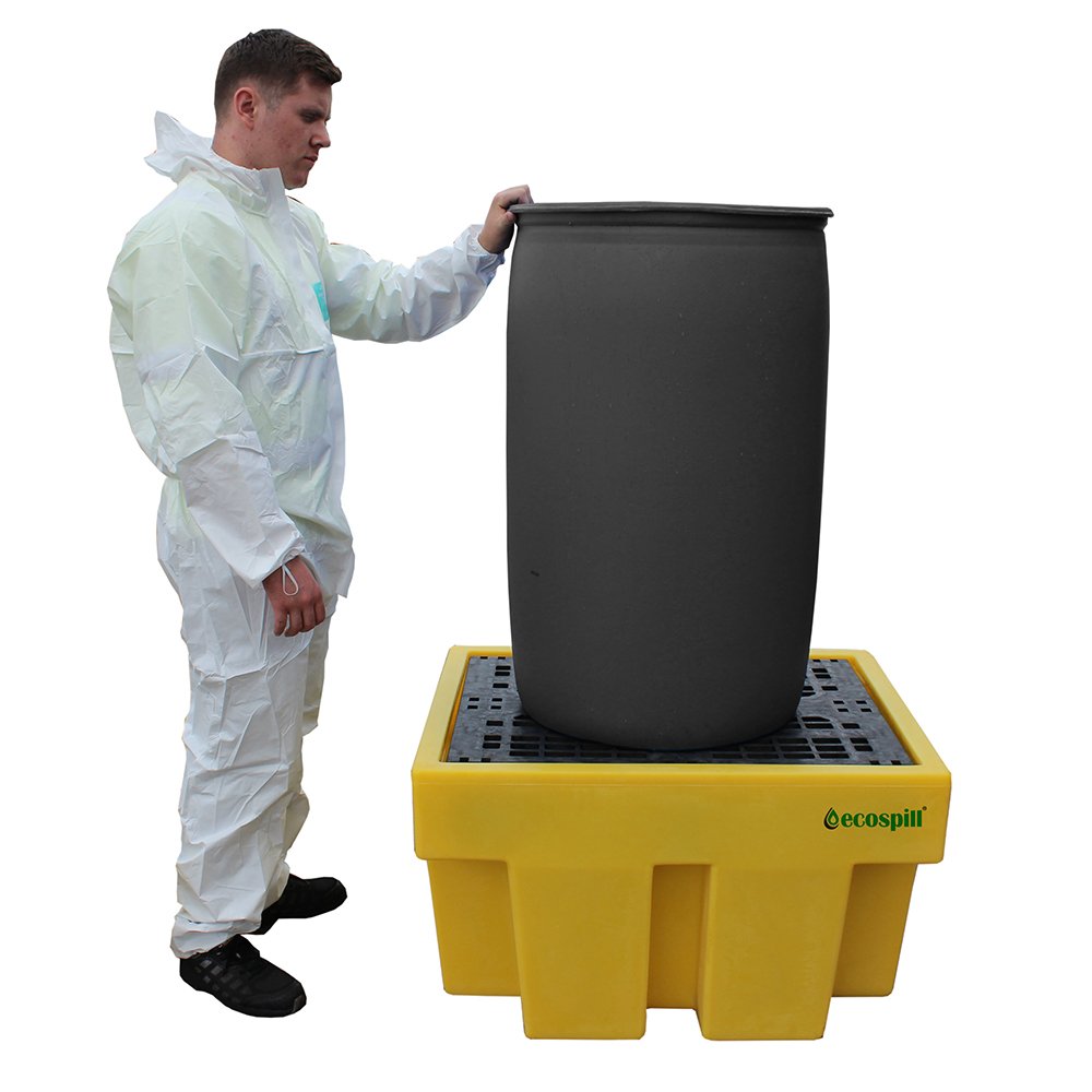 1 Drum Spill Pallet – 900 × 700 × 530 mm, 225 L Sump, PE with Removable Grid