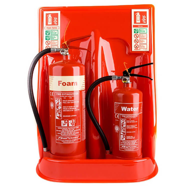 Universal Economy Fire Extinguisher Stand – Double | Freestanding Red Base