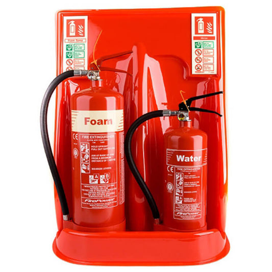 Universal Economy Fire Extinguisher Stand – Double | Freestanding Red Base