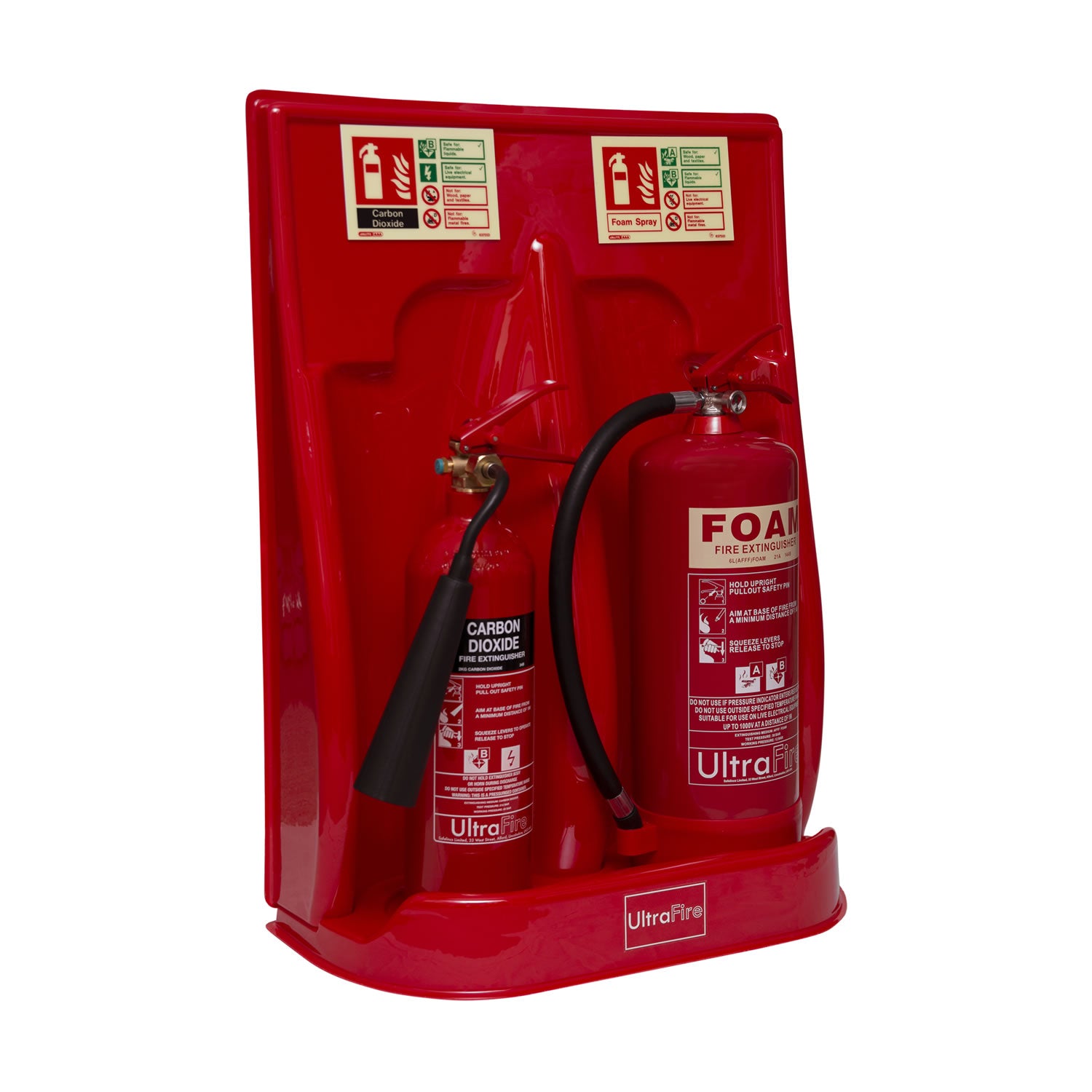 Universal Economy Fire Extinguisher Stand – Double | Freestanding Red Base