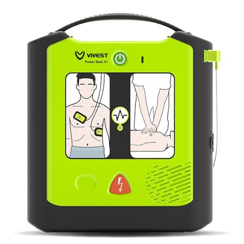 ViVest PowerBeat X1 Semi-Automatic Defibrillator – Compact AED with CPR Coach